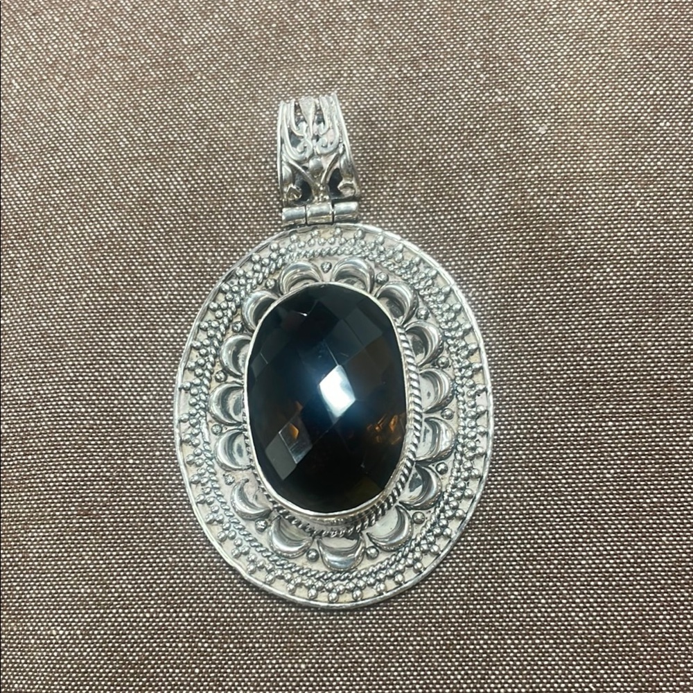 .925 Sterling SMOKY QUARTZ PENDANT Vintage Silver Fine Jewelry